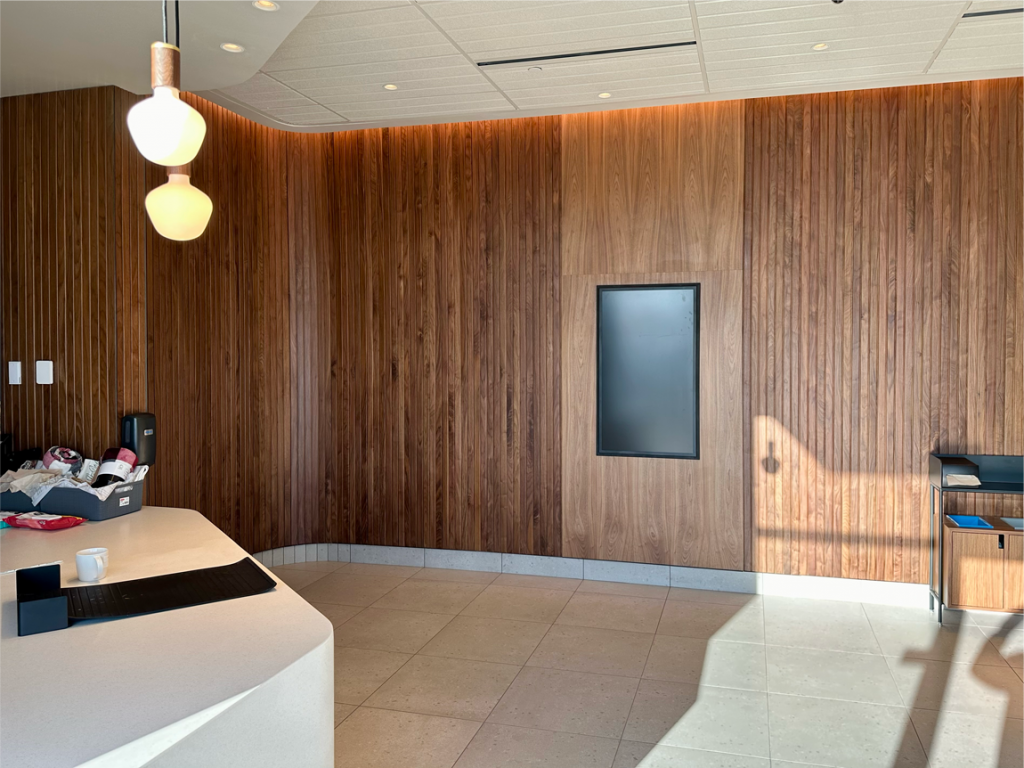 Inside the new Madera Starbucks by the cash register